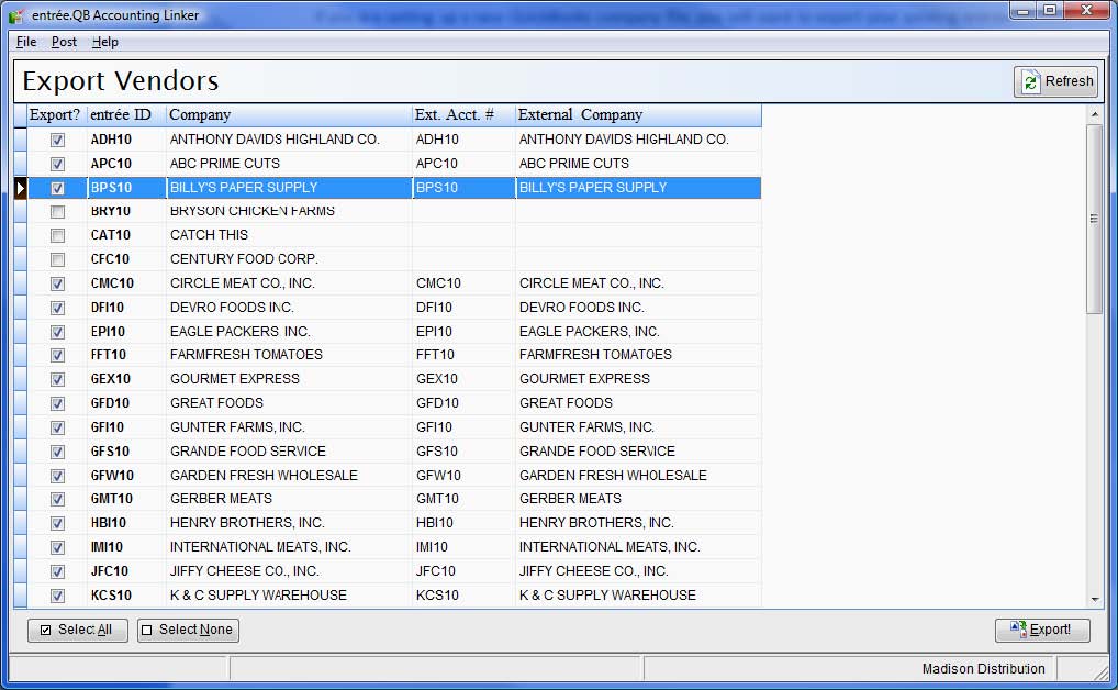 Quickbooks food distribution software entrée.QB
